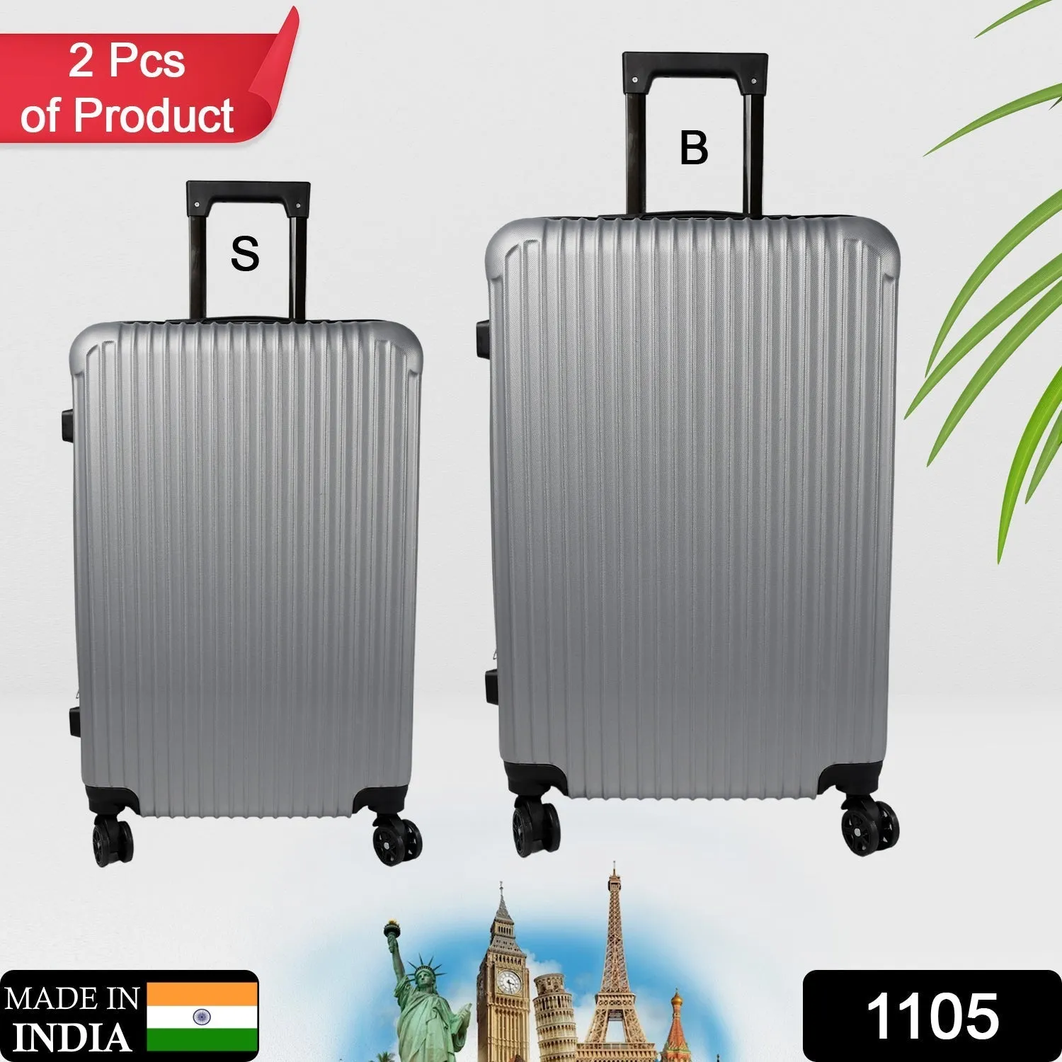 1105 Trolley Bag Big and Small Suitcase Bag For Men & Women Use Bag ( Set Of 2 Multi Color )