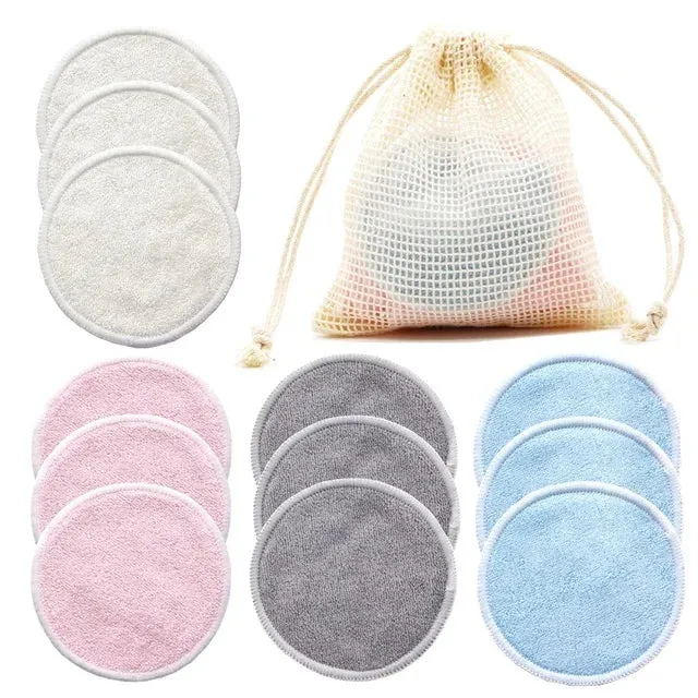 12PC Reusable Cotton Pads Makeup Remover Pads Washable Round Bamboo Make Up Pads Cloth Nursing Pads Skin Care Tool Skin Cleaning