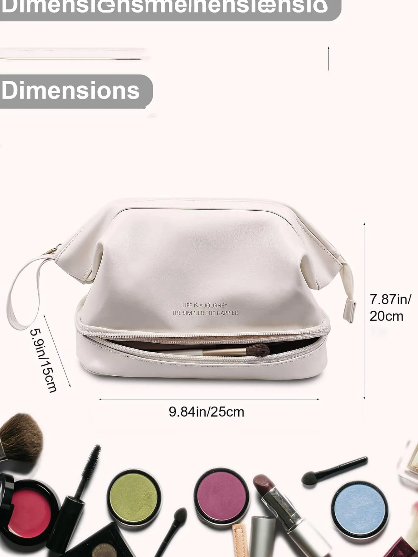 1pc Slogan Graphic Makeup Bag, Simple Large Capacity Portable Cosmetic Storage Bag For Home, Travel