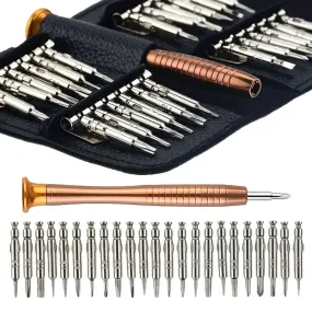 25-Piece Set: Precision Tool Repair Kit with Leather Case