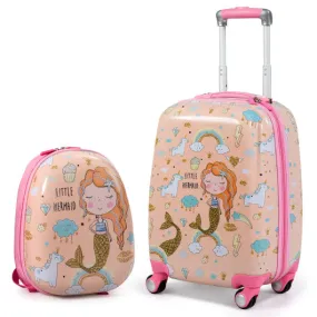 2PC Kids Luggage Set Rolling Suitcase & Backpack-Pink