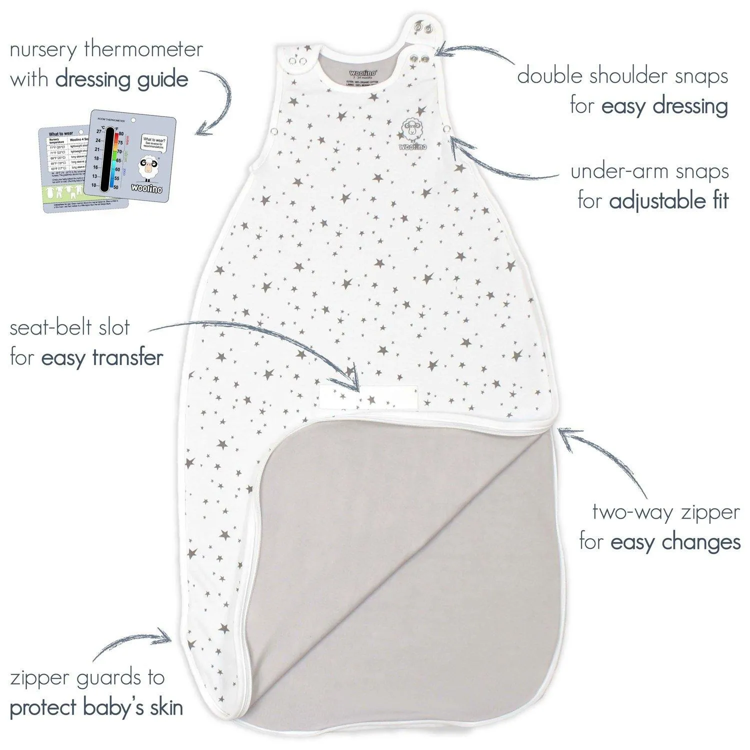 4 Season Ultimate Baby Sleep Bag - Merino Wool / Organic Cotton - 2M-2Y - FINAL SALE