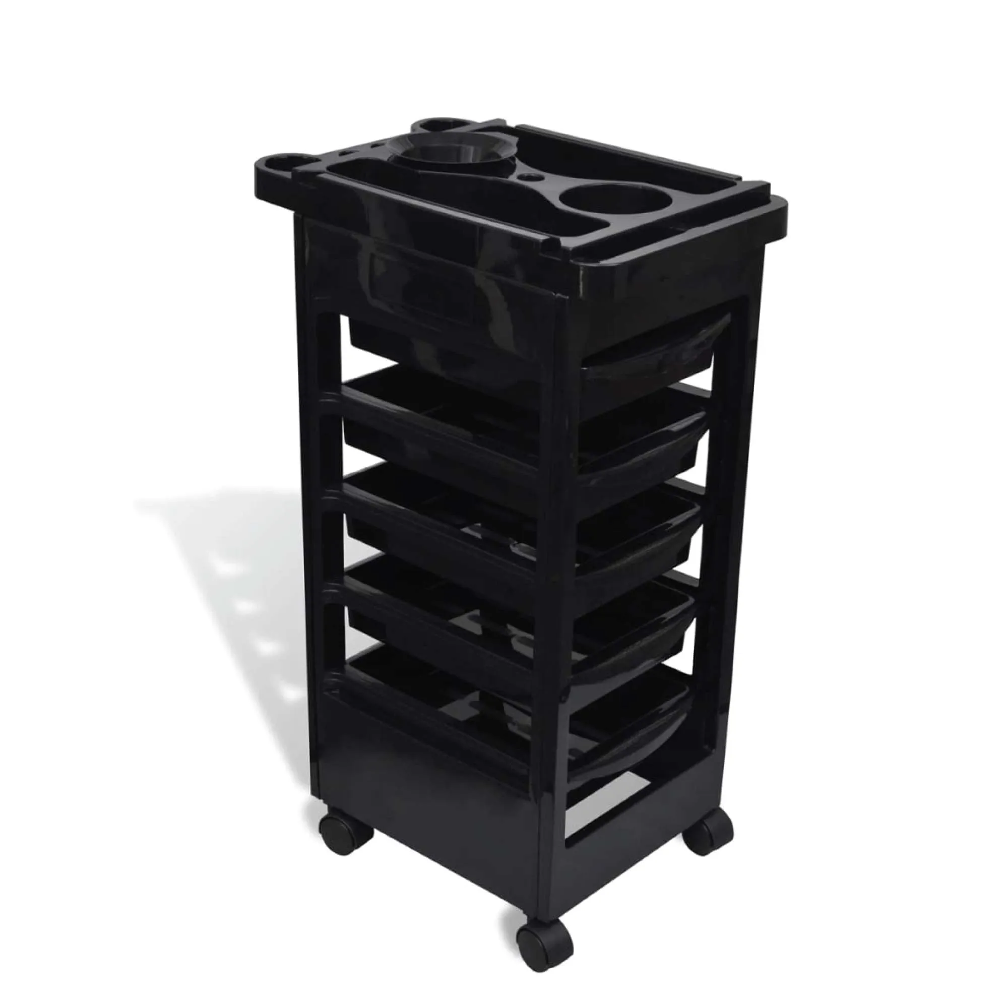 6 Tier Hairdressing Trolley Black 82x49x32cm Salon Hair Colouring Rolling Cart