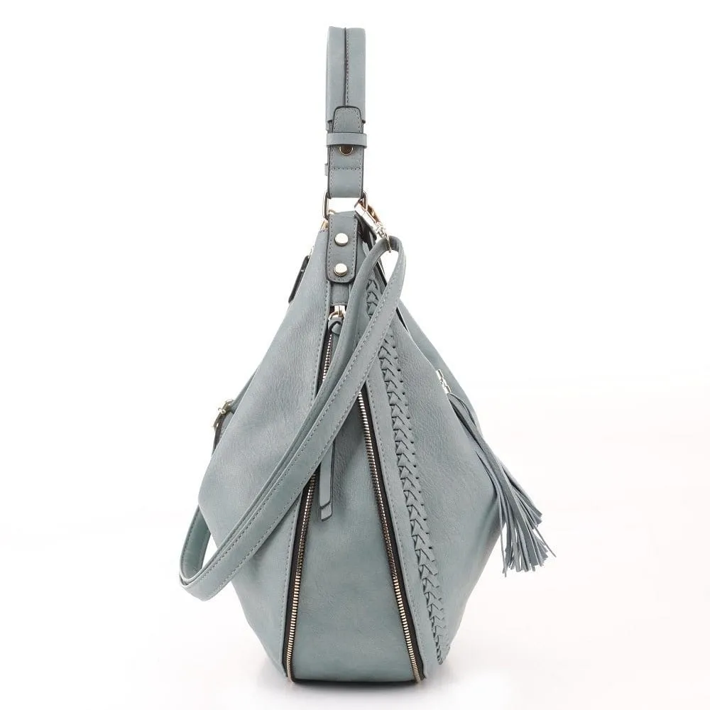 AM5851 Laser Cut Double Tassel Boho Shoulder Bag