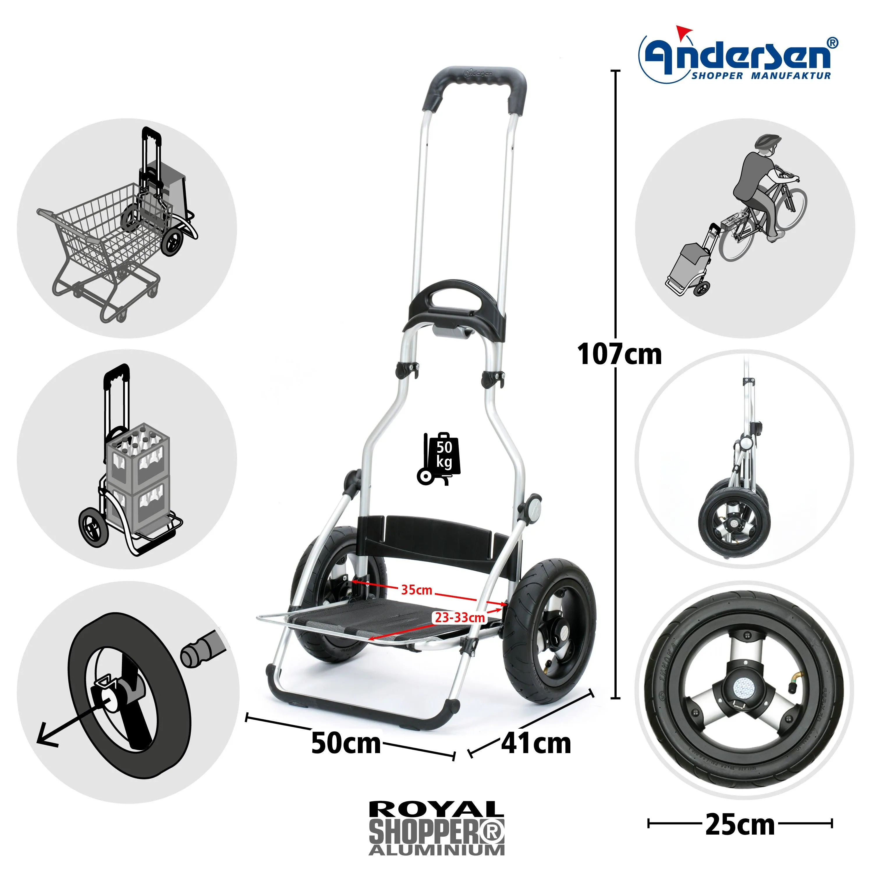 Andersen-Shopper | Bike Trailer | Shopping Trolley | Royal Frame | Auke Bag