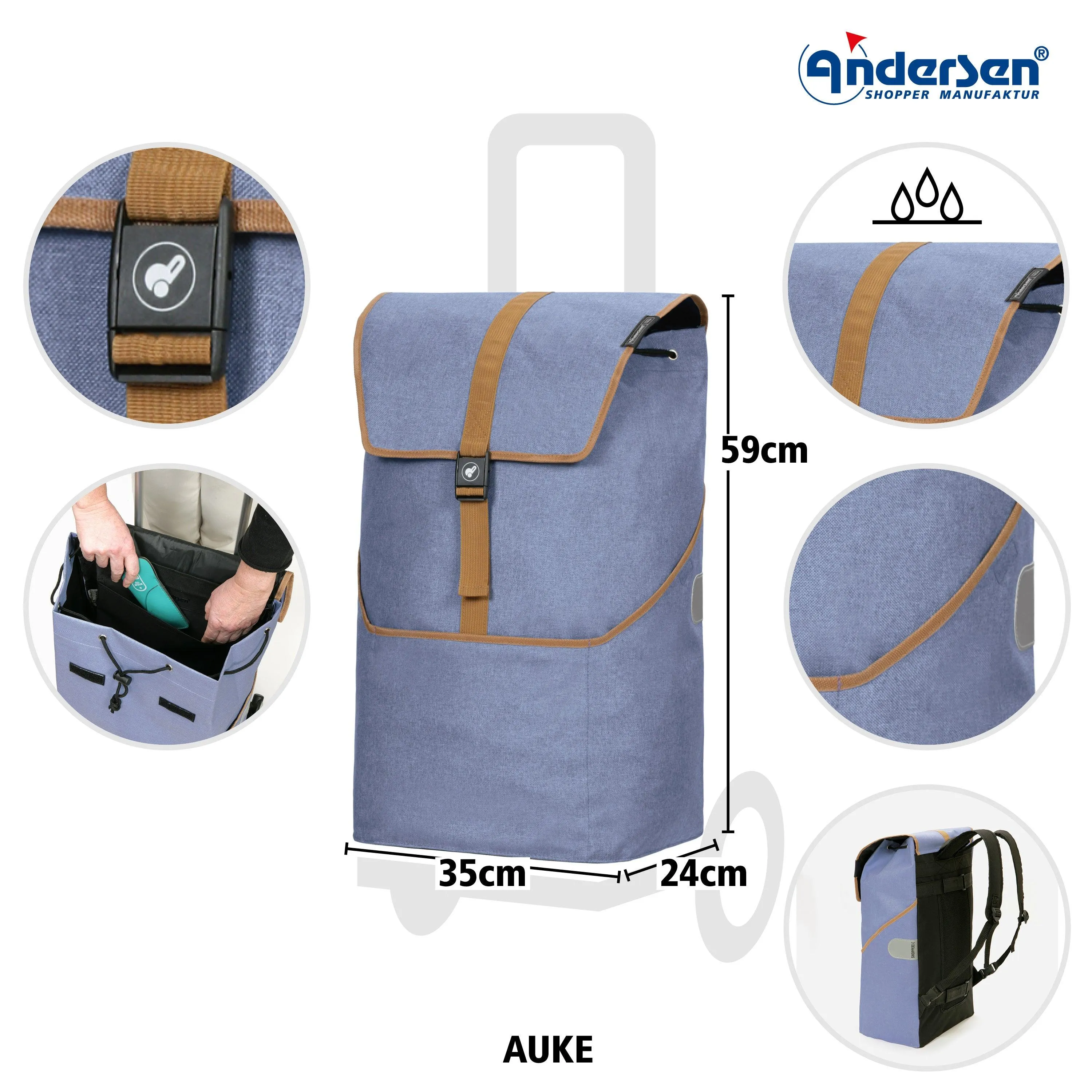 Andersen-Shopper | Bike Trailer | Shopping Trolley | Royal Frame | Auke Bag