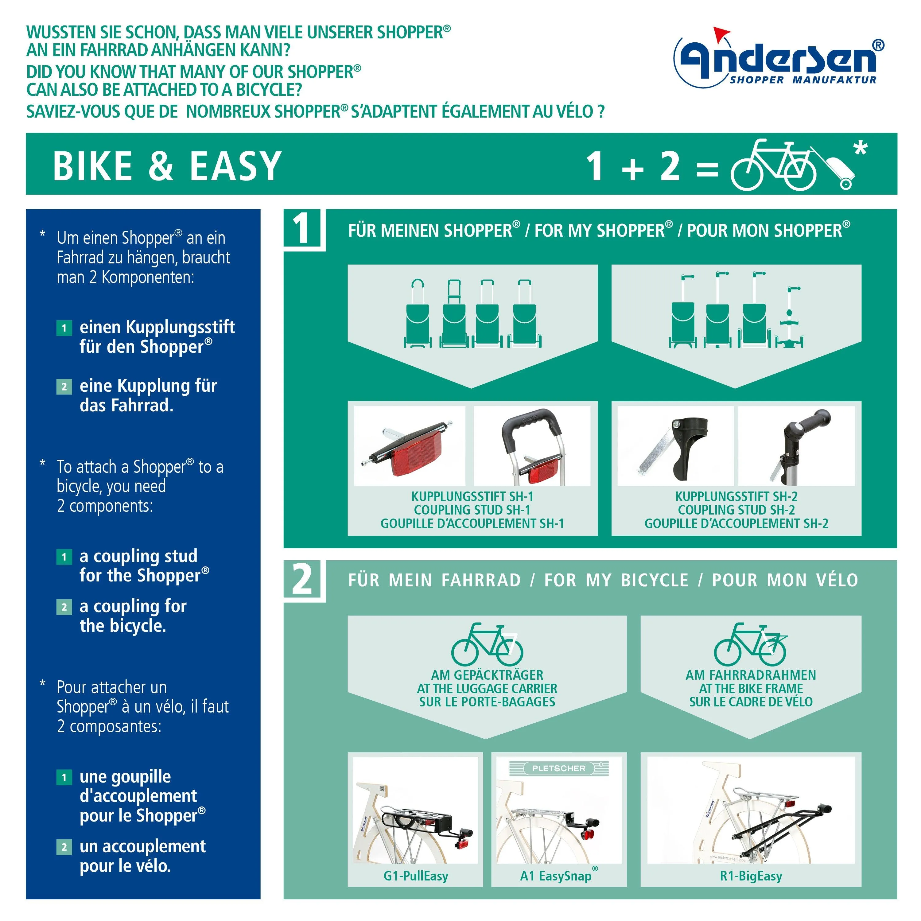 Andersen-Shopper | Bike Trailer | Shopping Trolley | Royal Frame | Auke Bag