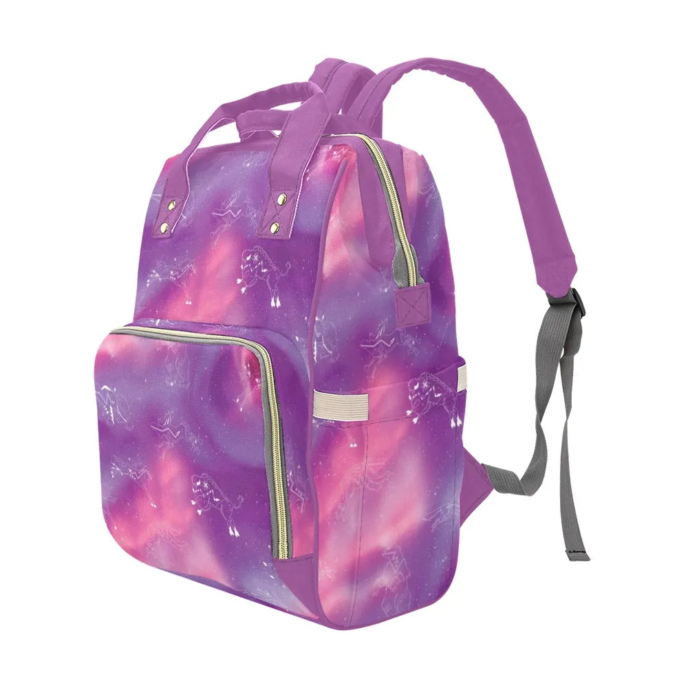 Animal Ancestors 7 Aurora Gases Pink and Purple Multi-Function Diaper Backpack/Diaper Bag