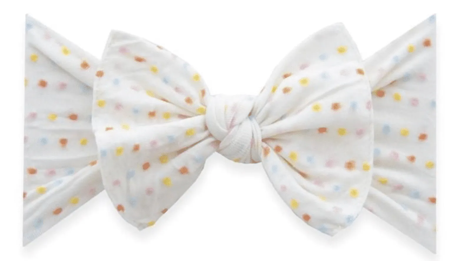 Baby Bling Bows PATTERNED SHABBY KNOT-- Ivory Rainbow Dot LE