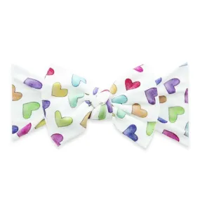 Baby Bling Bows Printed Knot: Rainbow Hearts