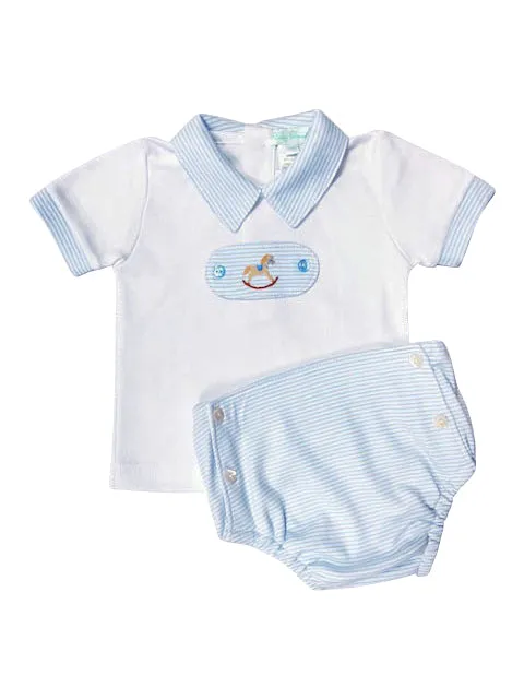 Baby Boys Rocking Horse Diaper and Shirt Set