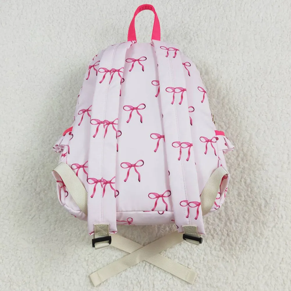 Baby Kids Girls Backpacks Pink Bows Backpack Zip Back Bags BA0233