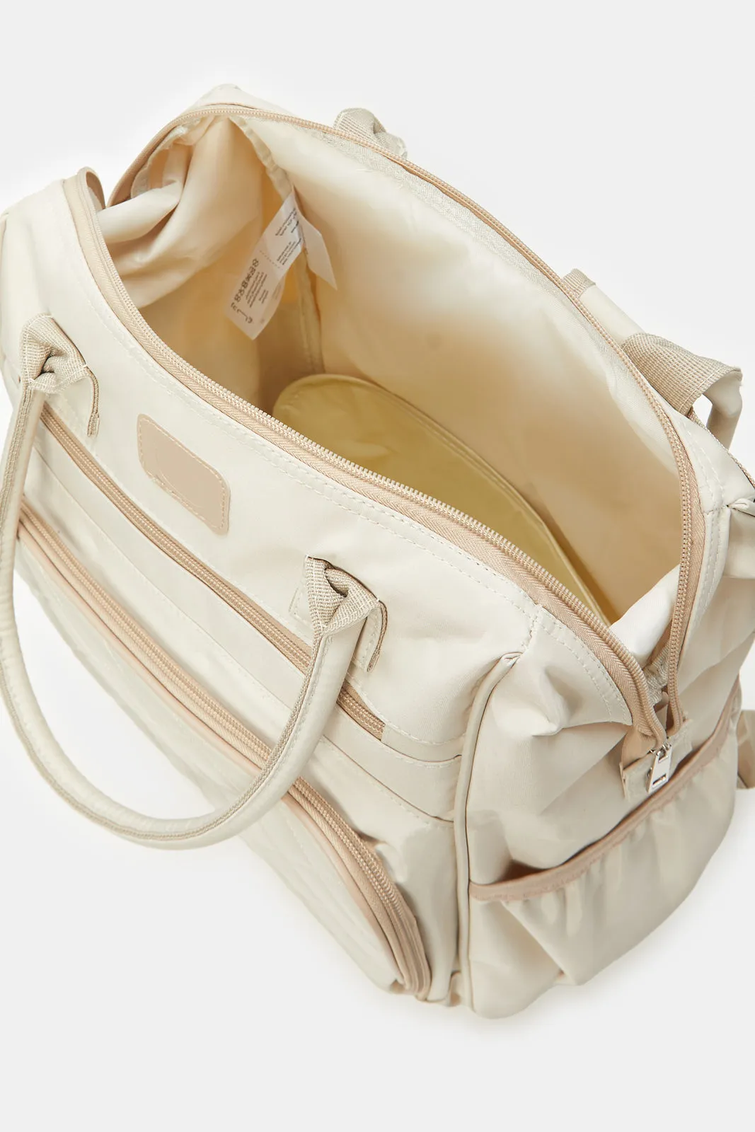 Beige Textured Diaper Backpack