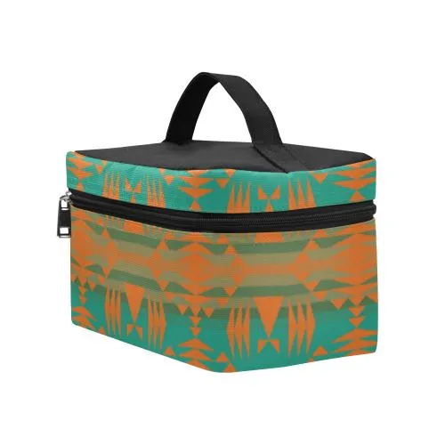Between the Mountains Deep Lake Orange Cosmetic Bag/Large