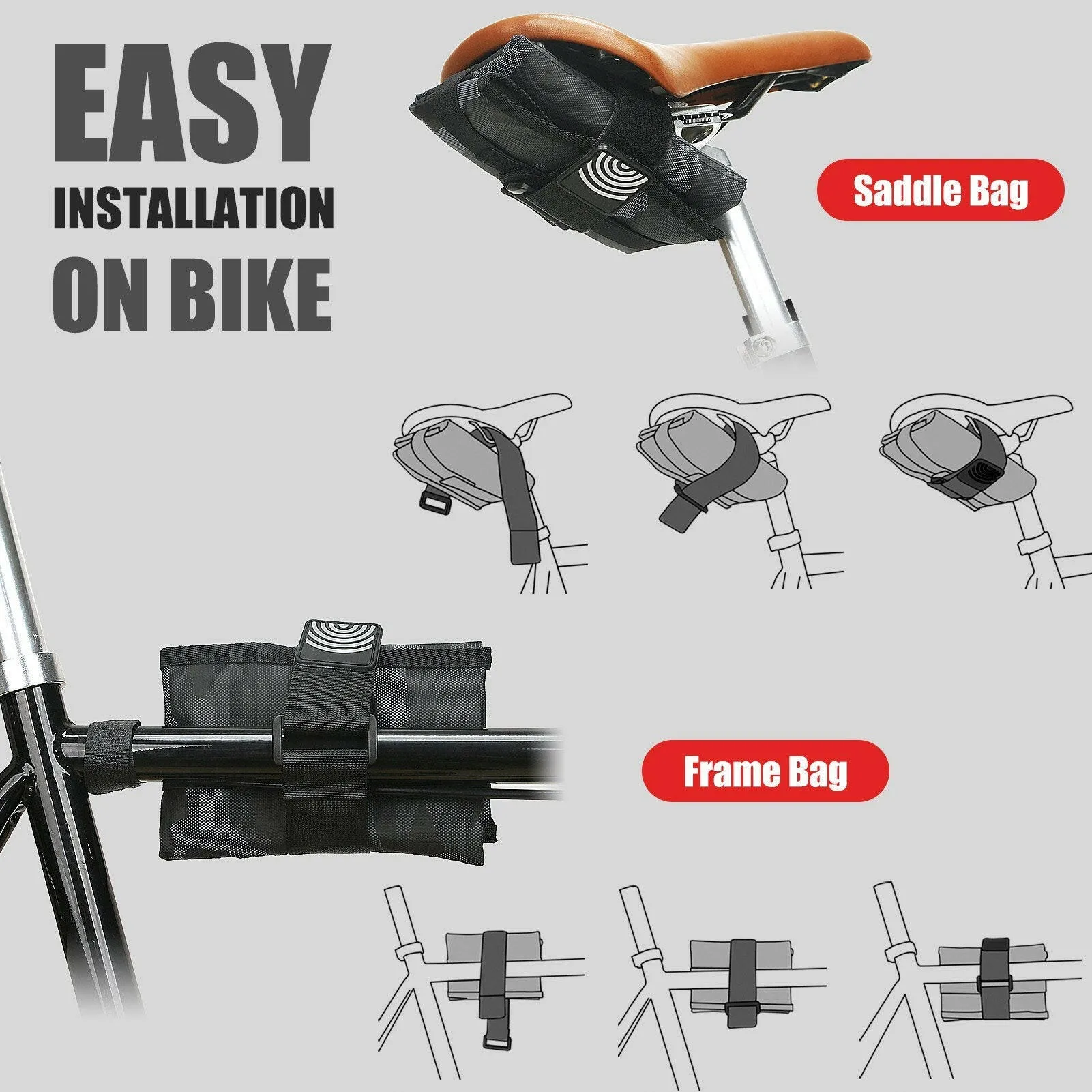 Bicycle Tool Storage Bag Foldable Bike Saddle Bag Cycling Seat Bag Pack Bicycle Frame Bag Pannier