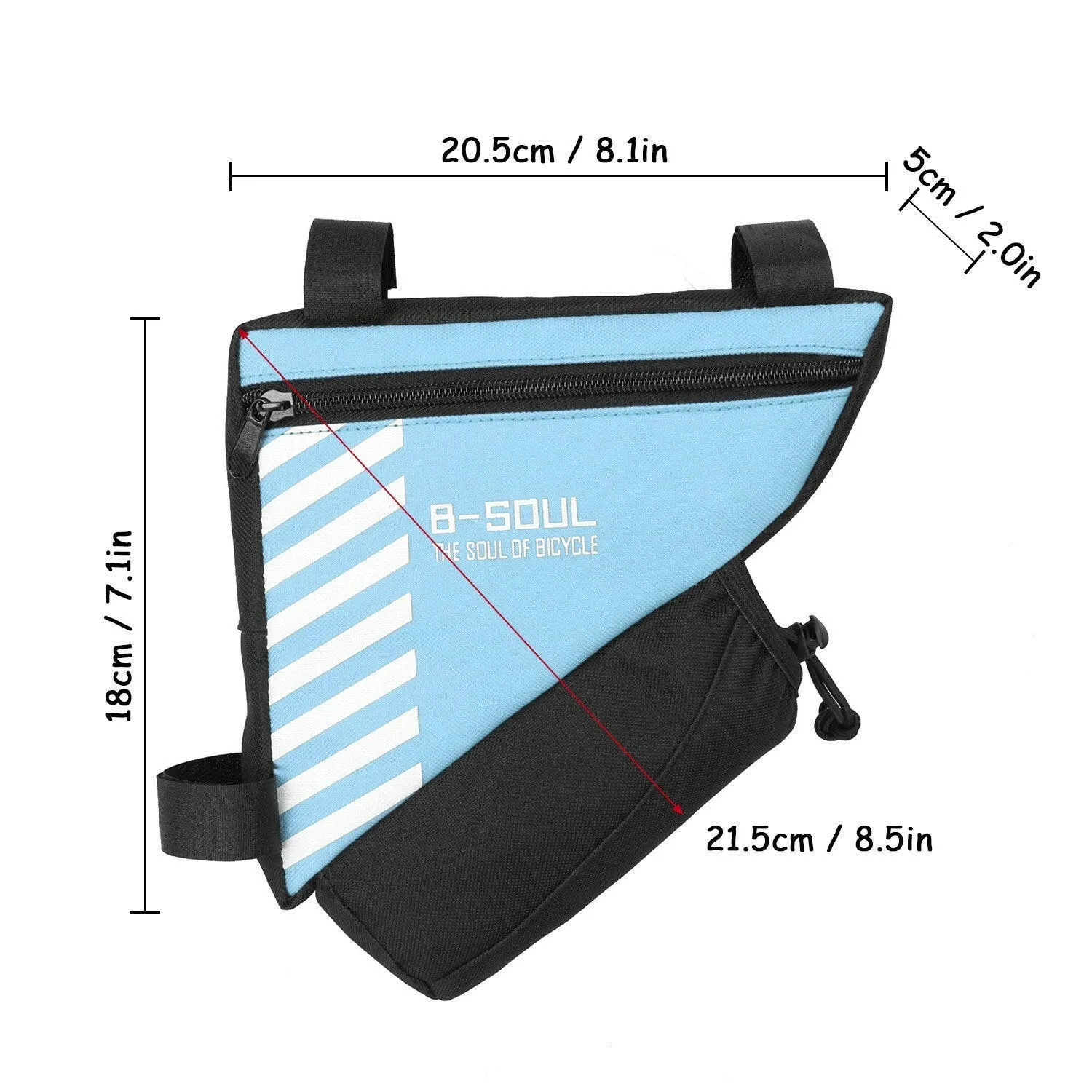 Bike Triangle Bag with Water Bottle Pocket Cycling Frame Top Tube Bag MTB Bicycle Tool Storage Bag Pouch