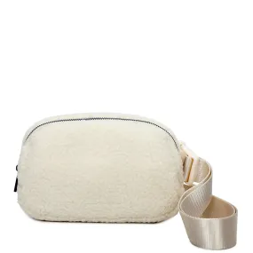 Billie's Fuzzy Faux Fur Nylon Bum Fanny Bag - Ivory