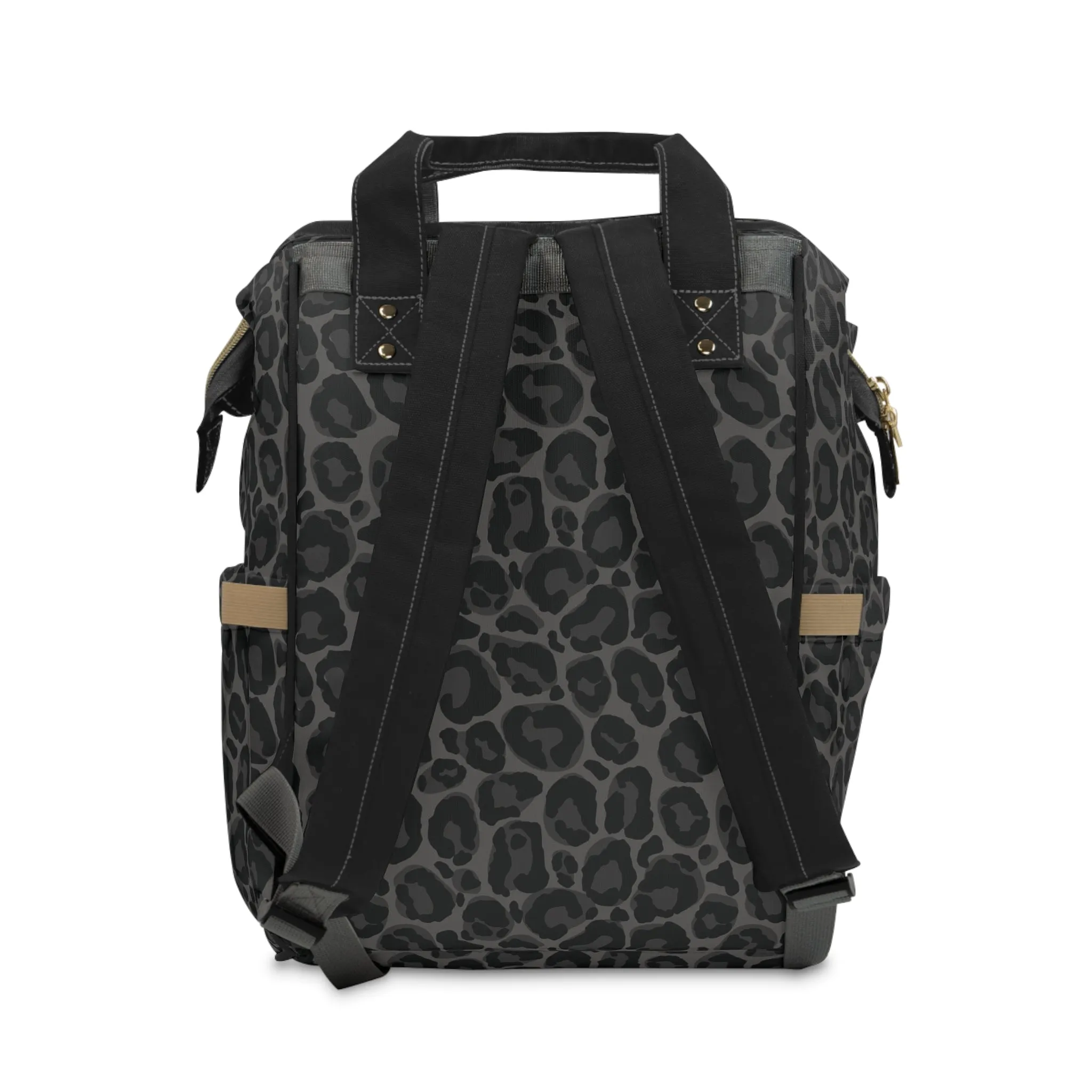 Black Leopard Diaper Bag Backpack, Animal Print Baby Girl Waterproof Insulated Pockets Mom Designer Men Women Multipurpose