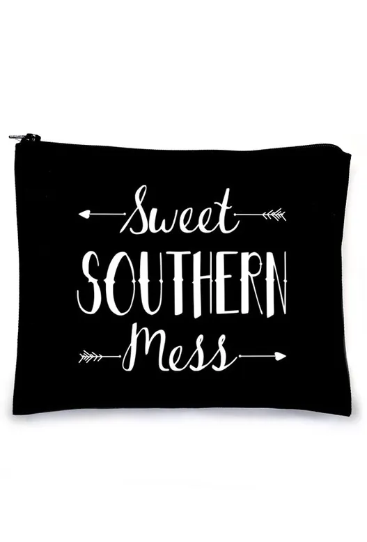 Black "Sweet Southern Mess" Makeup Bag