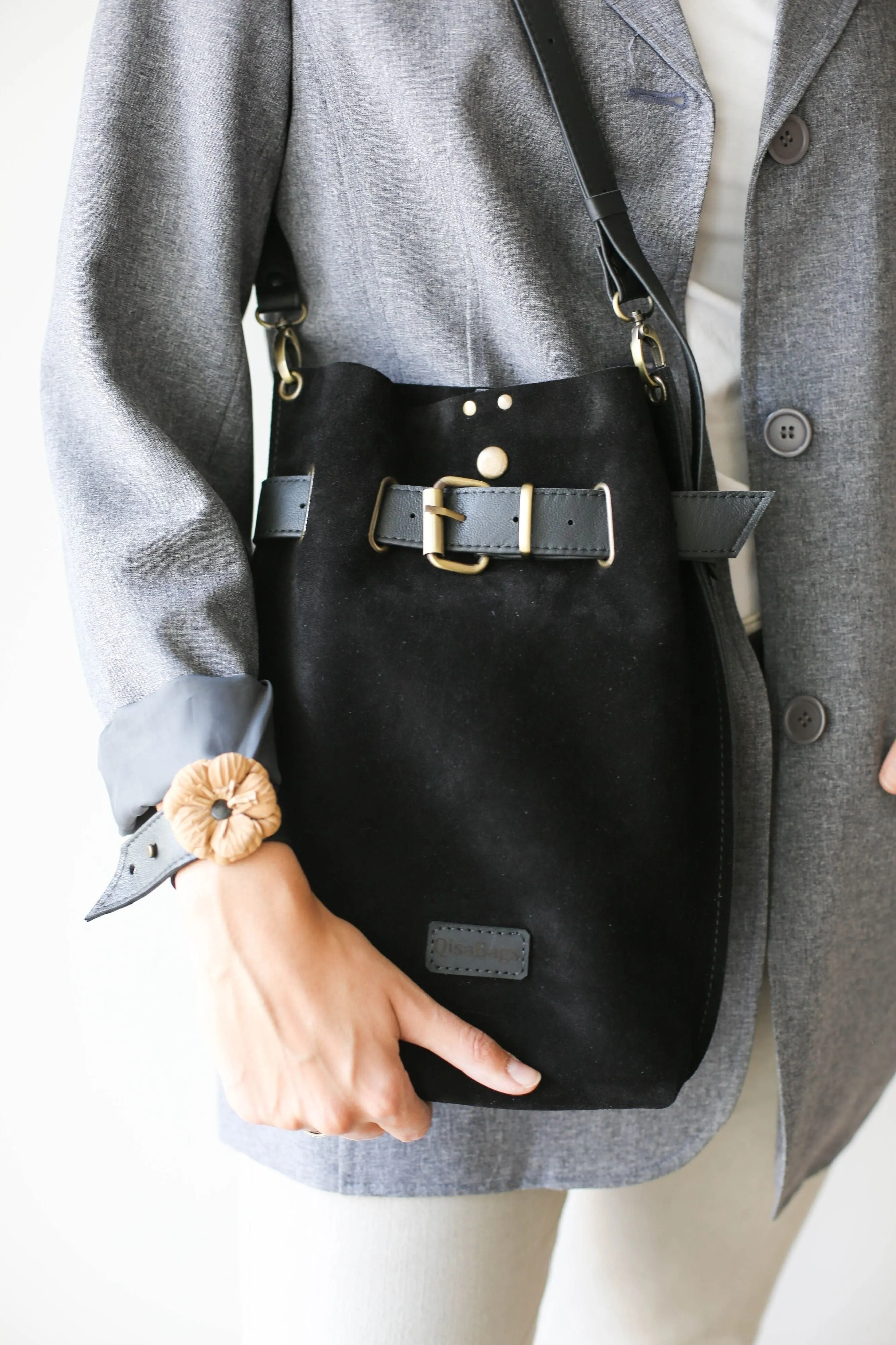 Black Suede Backpack