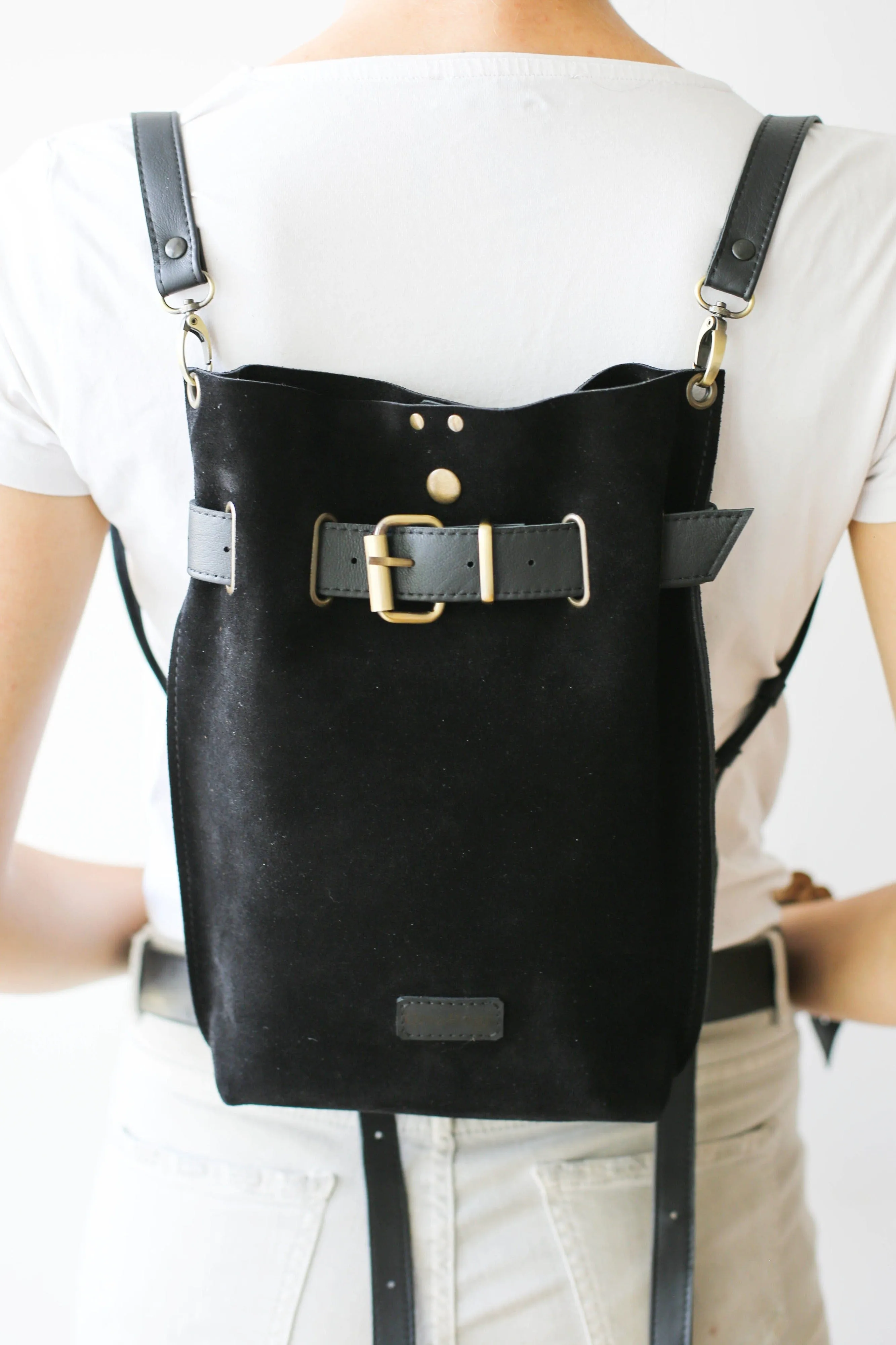 Black Suede Backpack