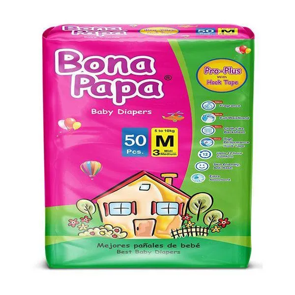 BONA PAPA PRO PLUS MEDIUM DIAPER 50PCS