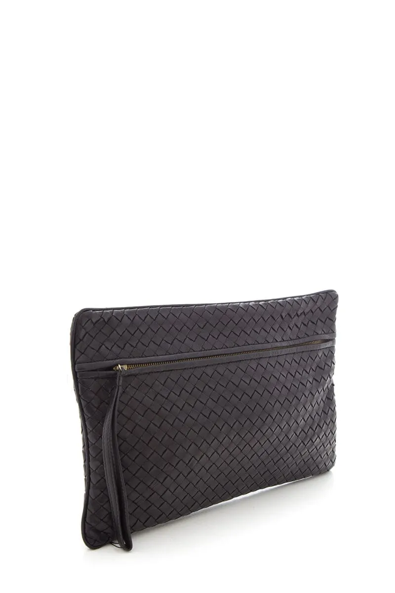 Bottega Veneta Black Intrecciato Clutch