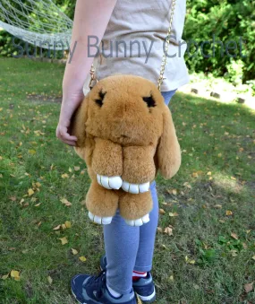 Brown Rabbit Handbag Girls Shoulder Bag Rabbit Bag Real Fur Backpack Women Purse  Phone Bag Animal Bag with Chain Clutch Purse Cosmetic Bag