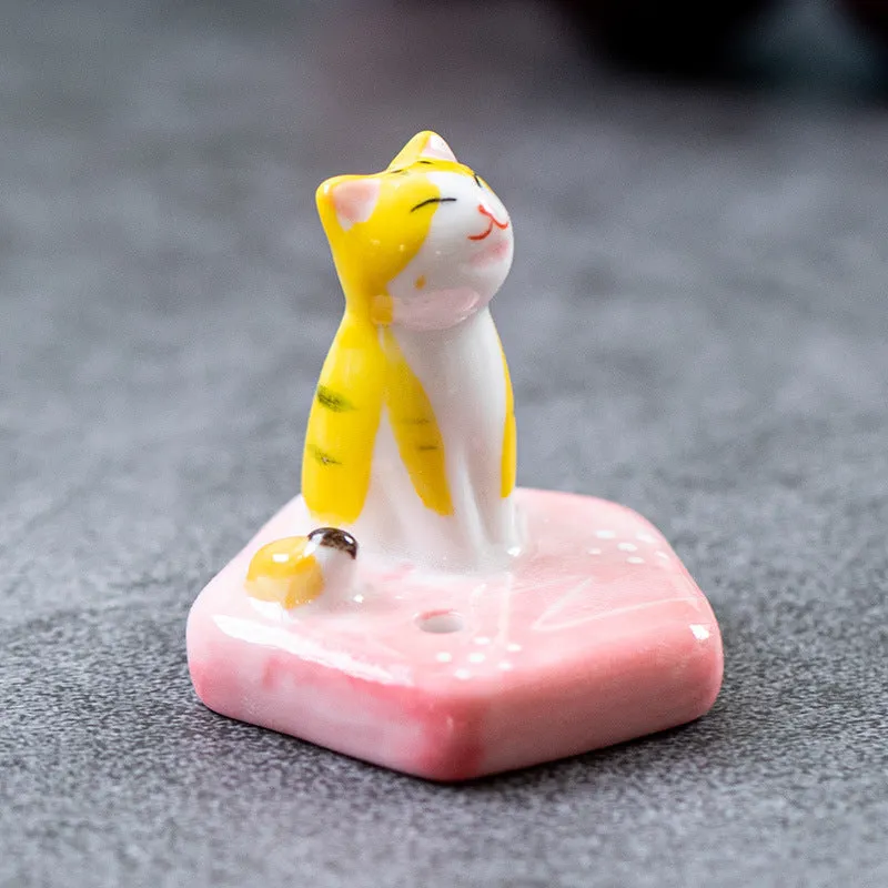 Cat and Bird Incense Holder