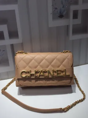 CHLFront Logo Small Flap Bag Gold Hardware Apricot For Women, Women&#8217;s Handbags, Shoulder Bags 8.2in/21cm AS1490