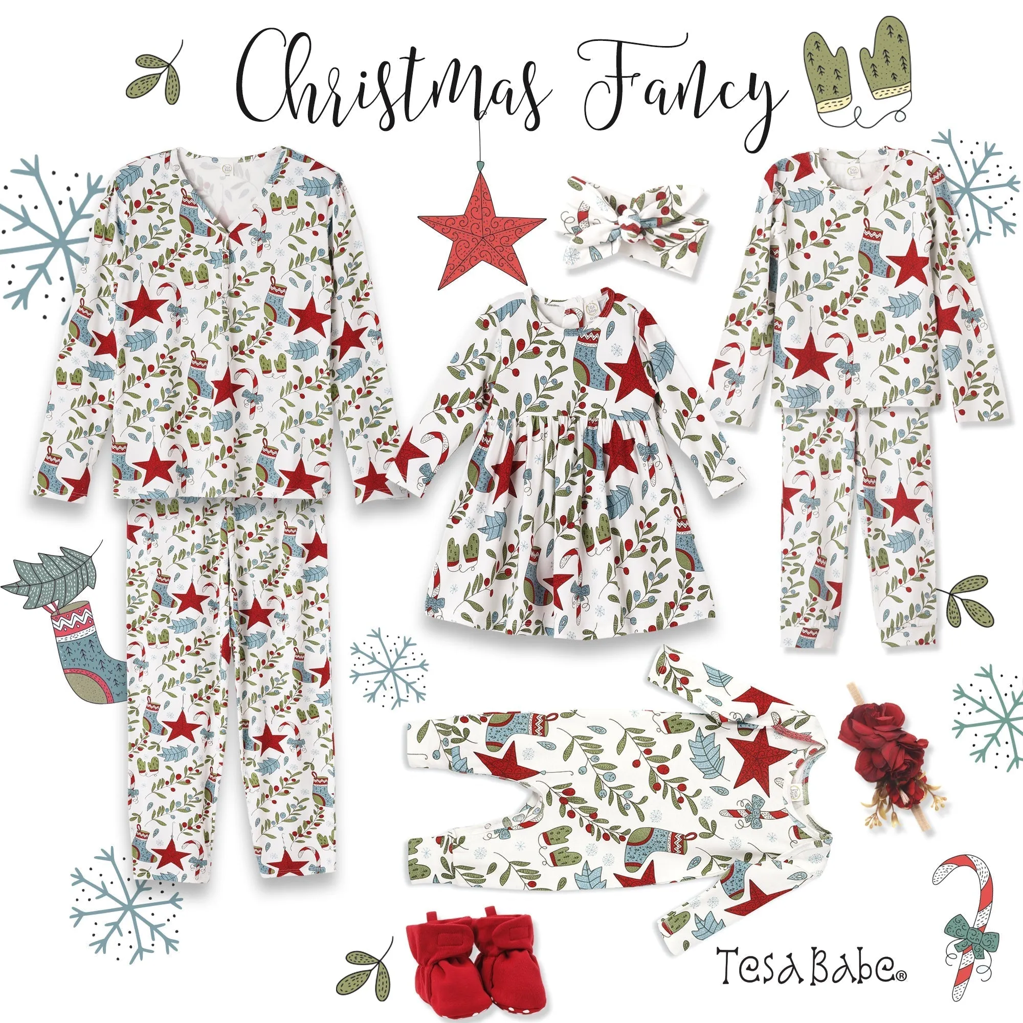 Christmas Fancy Girl's Bamboo Pajama Set