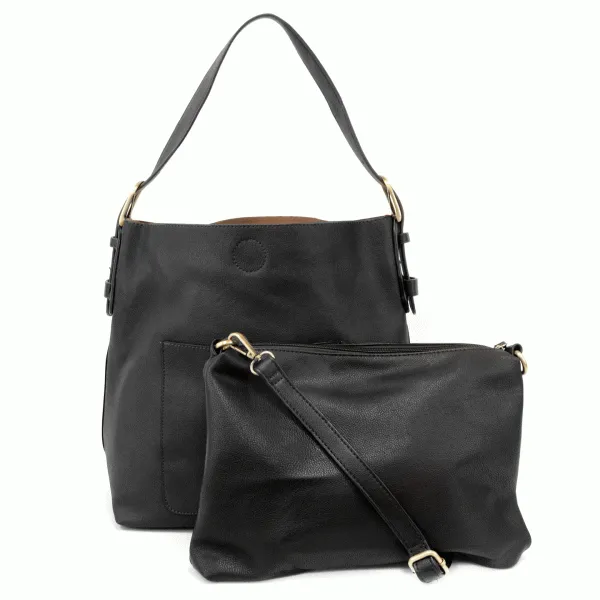 Classic Hobo Handbag in Black/Cedar