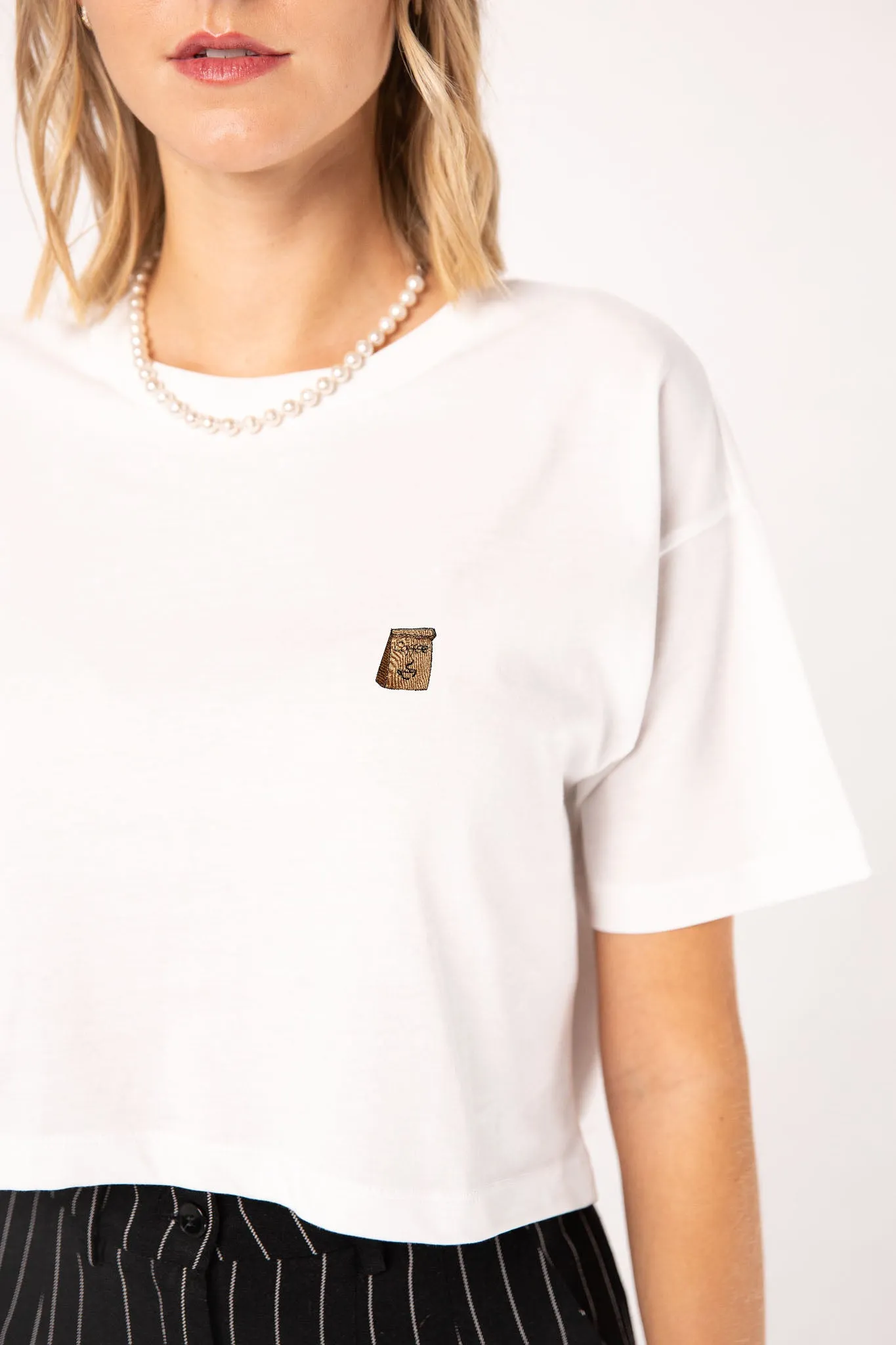 Coffee Bag | Besticktes Bio Baumwoll Crop Top