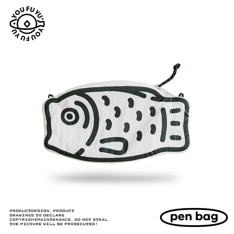 Creative Fish Print Pencil Case - Large Capacity Crossbody Bag