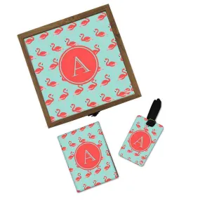 Custom Personalized Passport Cover Combo - Flamingo