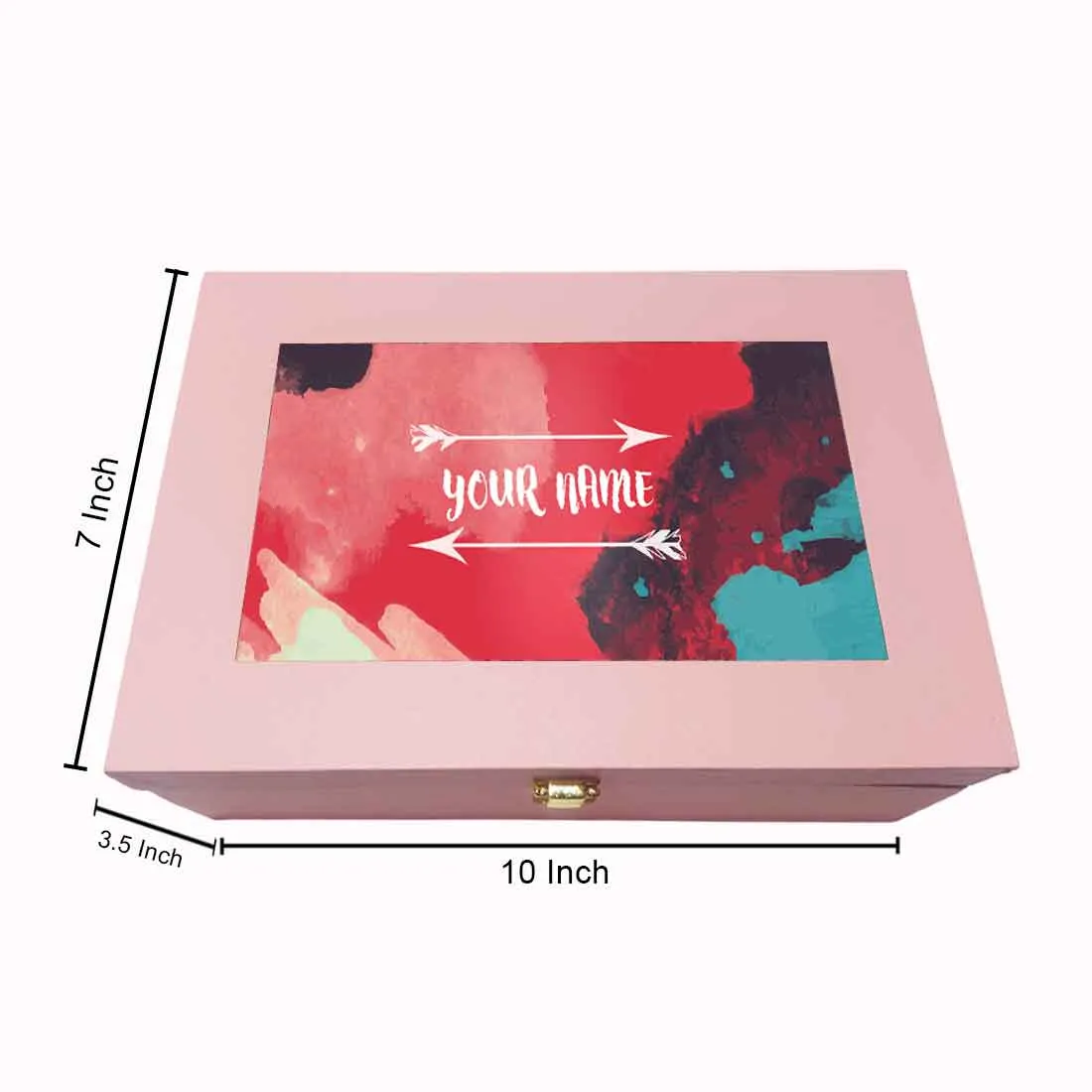 Custom Pink Gift Box with Name for Women Girlfriend - Watercolor