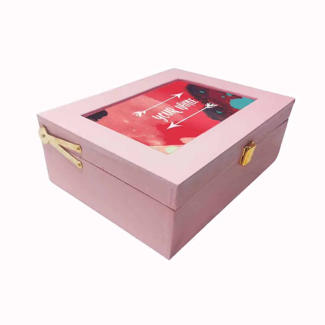 Custom Pink Gift Box with Name for Women Girlfriend - Watercolor