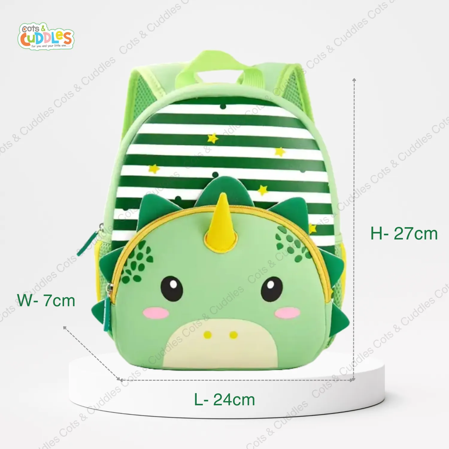 Cute Baby Dinosaur Soft Plush Backpack  with Front Pocket for Kids (Green)