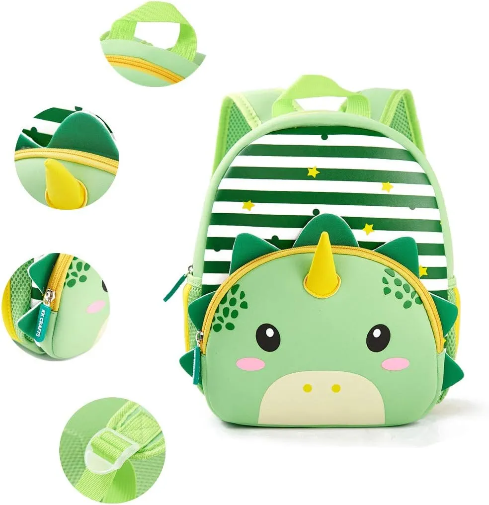 Cute Baby Dinosaur Soft Plush Backpack  with Front Pocket for Kids (Green)