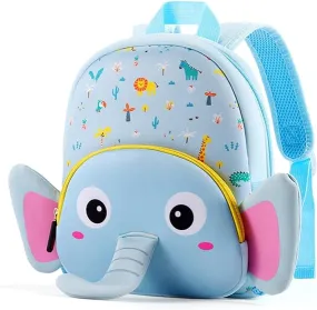 Cute Baby Elephant Soft Plush Backpack  with Front Pocket for Kids (Blue)