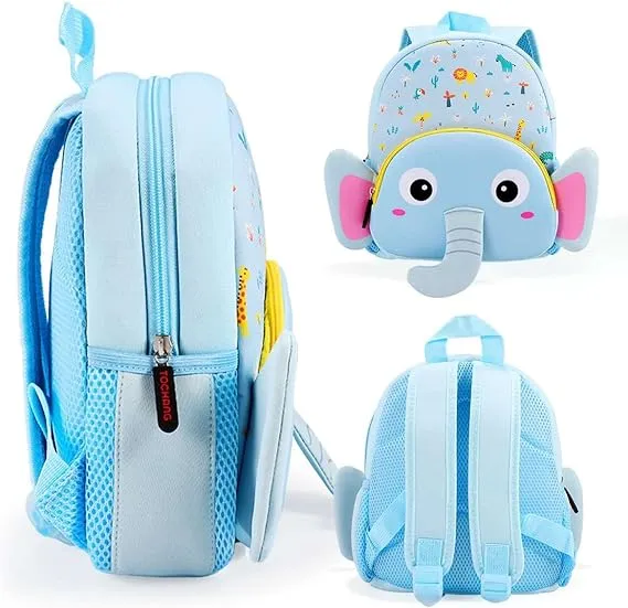 Cute Baby Elephant Soft Plush Backpack  with Front Pocket for Kids (Blue)