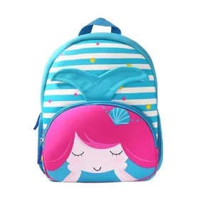 Cute Cartoon Mermaid Soft Plush Backpack with Front Pocket for Kids (Blue)