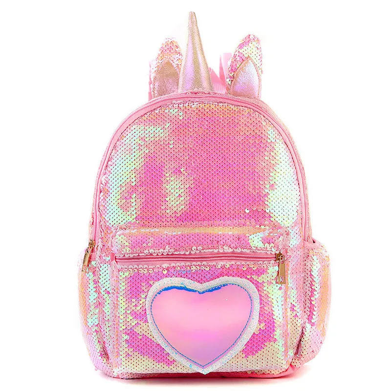 Dazzling Unicorn Backpack Sequin Cute Satchel Kids Children Travel Bookbag