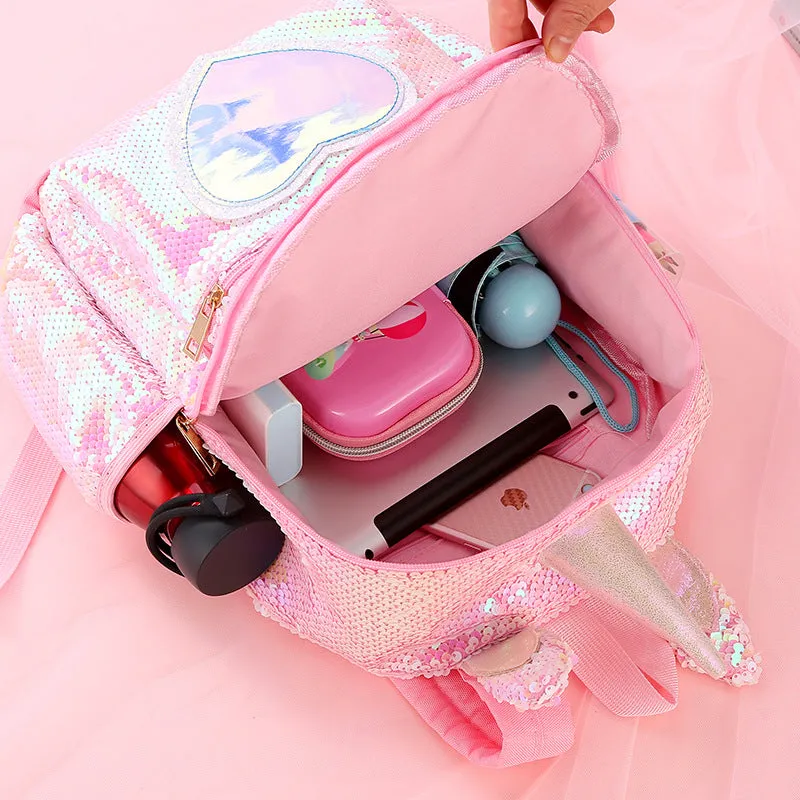 Dazzling Unicorn Backpack Sequin Cute Satchel Kids Children Travel Bookbag