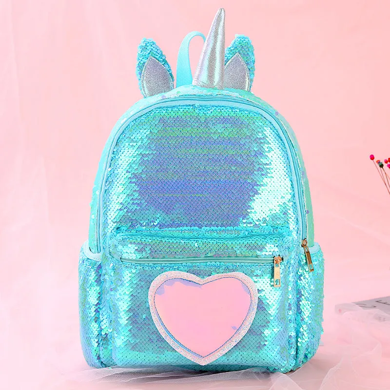 Dazzling Unicorn Backpack Sequin Cute Satchel Kids Children Travel Bookbag