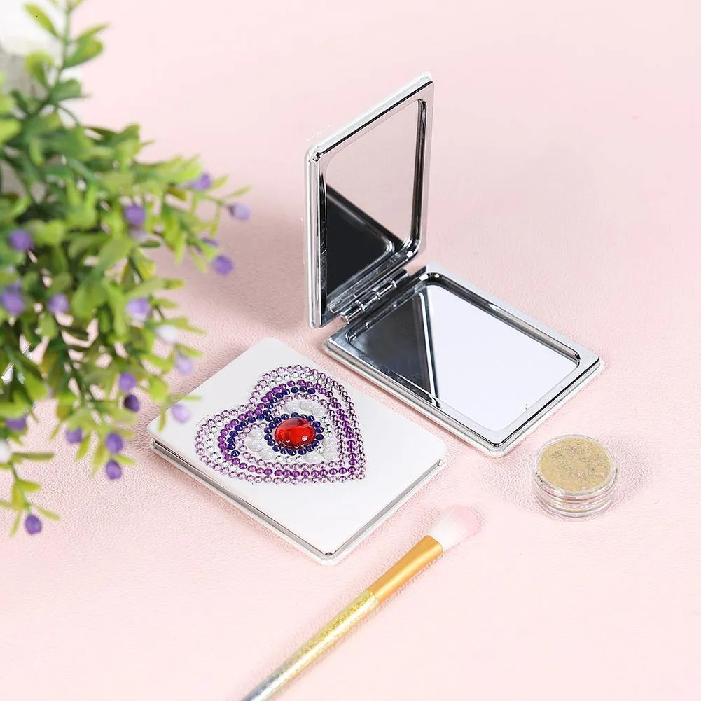 DIY Heart Special Shaped Diamond Painting Mini Makeup Mirror Vanity Mirrors