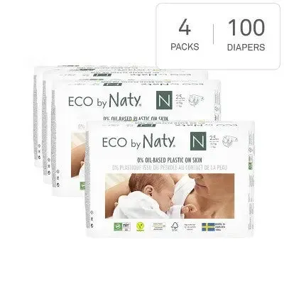 Eco by Naty 4pk Premium Disposable Diapers for Sensitive Skin - Newborn (100ct)