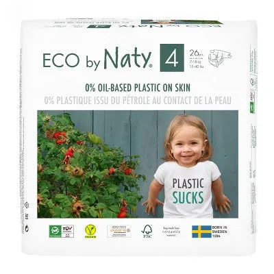 Eco by Naty Premium Disposable Diapers for Sensitive Skin - Size 4 - 6pk/156ct