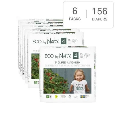 Eco by Naty Premium Disposable Diapers for Sensitive Skin - Size 4 - 6pk/156ct