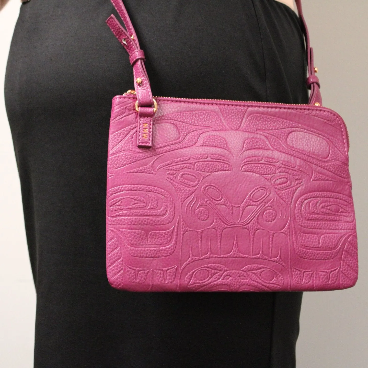 Embossed Thunderbird and Whale Vegan Leather Bag